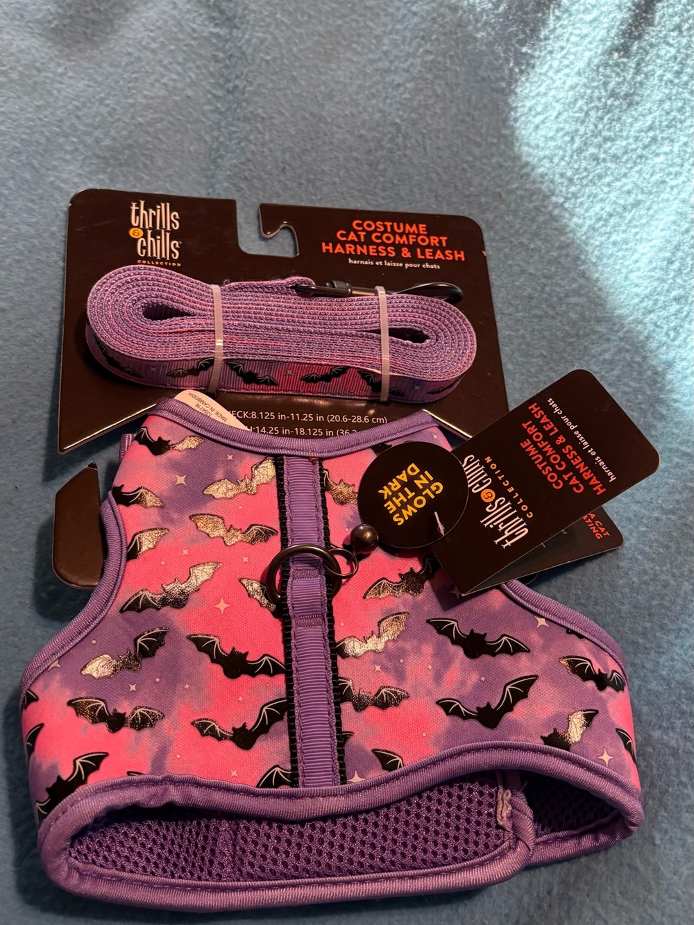 Purple Bat Costume Cat Harness & Leash Set